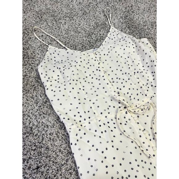 Rails Frida Speckled Dot High-Low Midi Slip Dress, Womens M, White/Black Ruffles - Picture 8 of 16